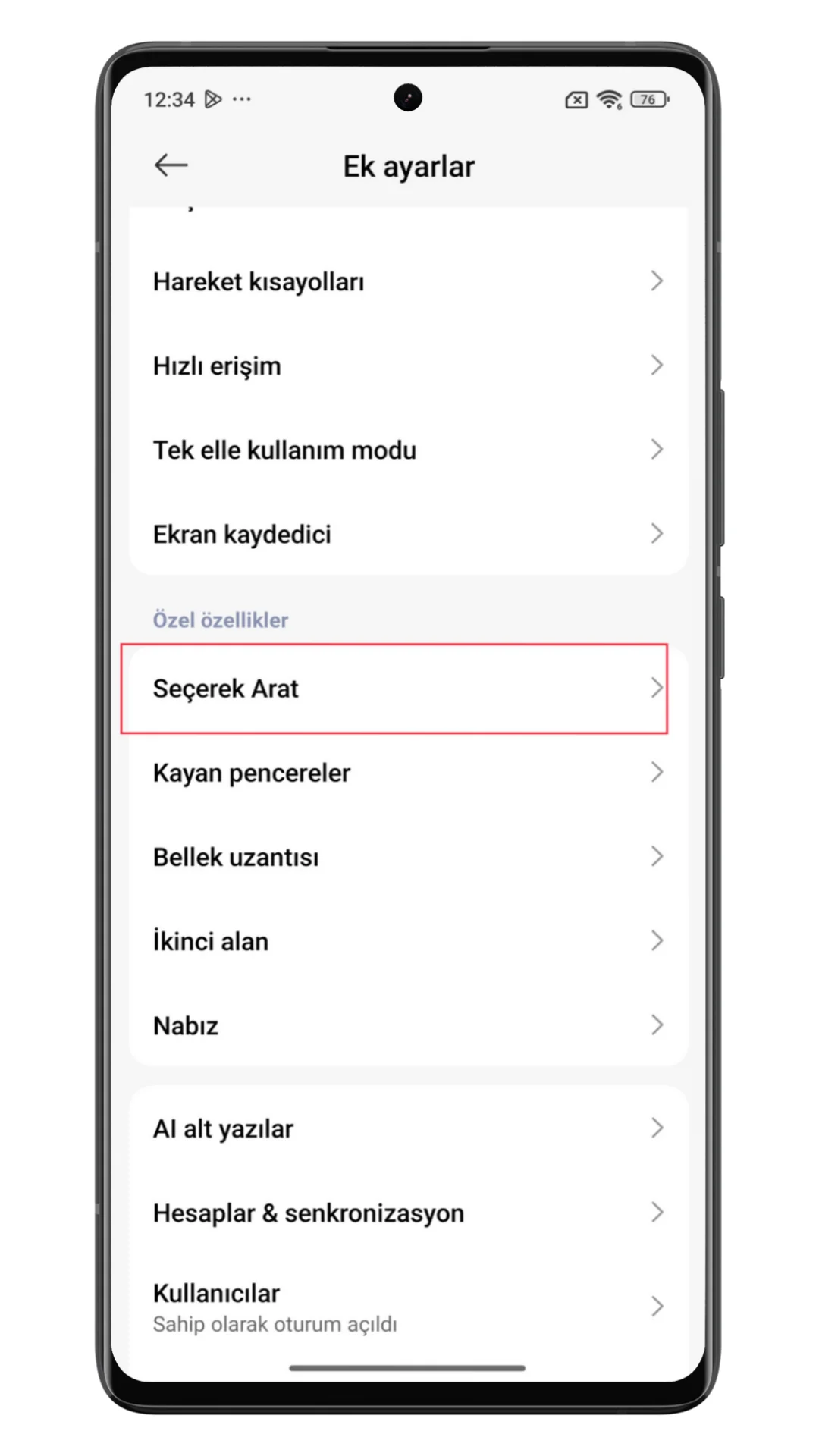 seçerek arat