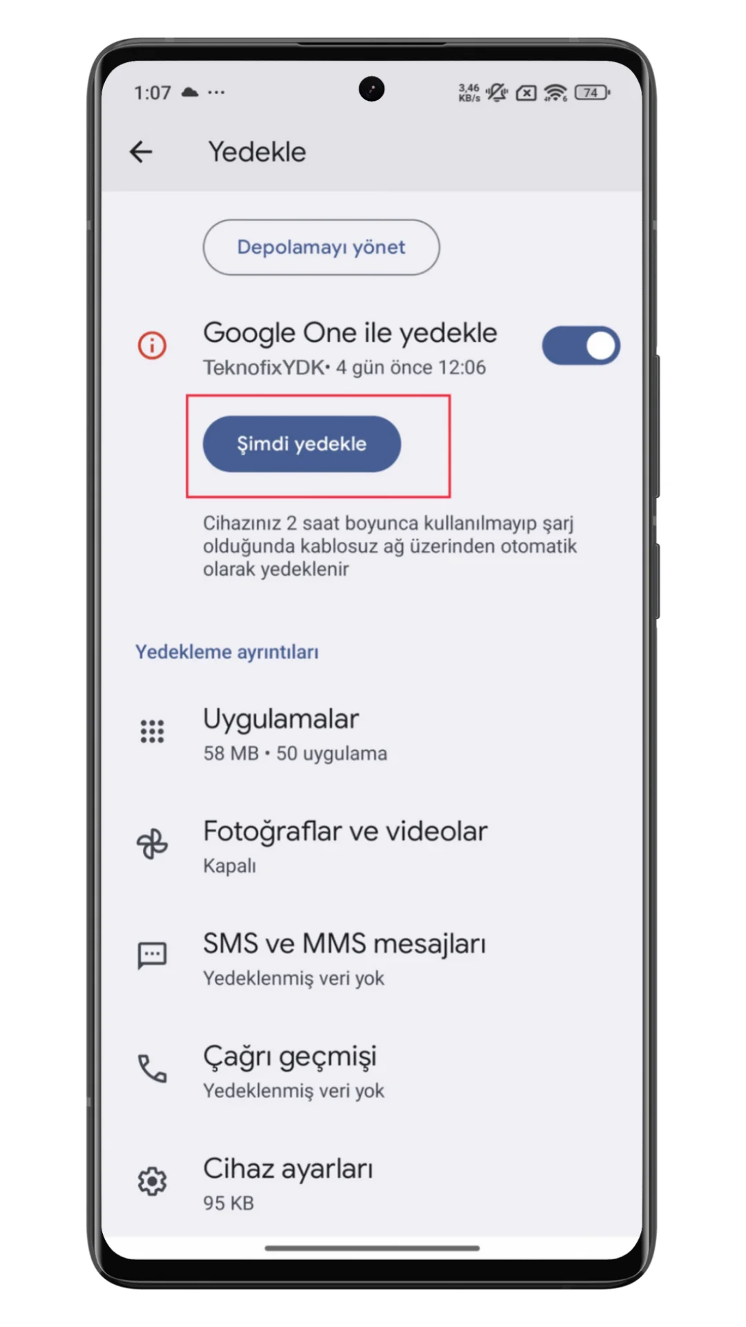 xiaomi telefon yedekleme