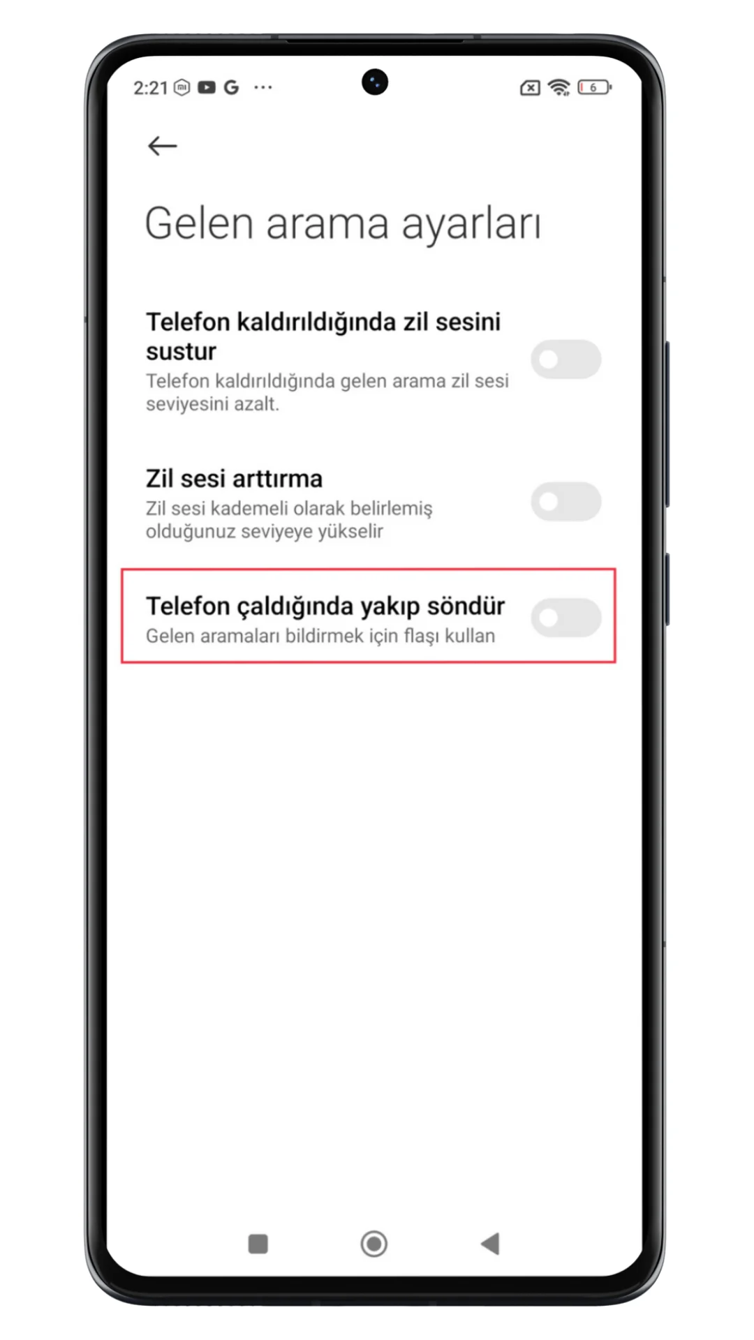 xiaomi çağrı gelince flaş bildirim