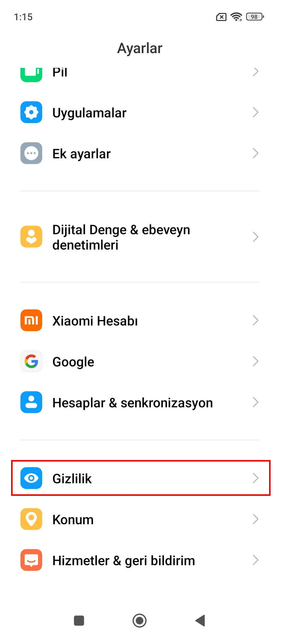 xiaomi uygulama izinleri