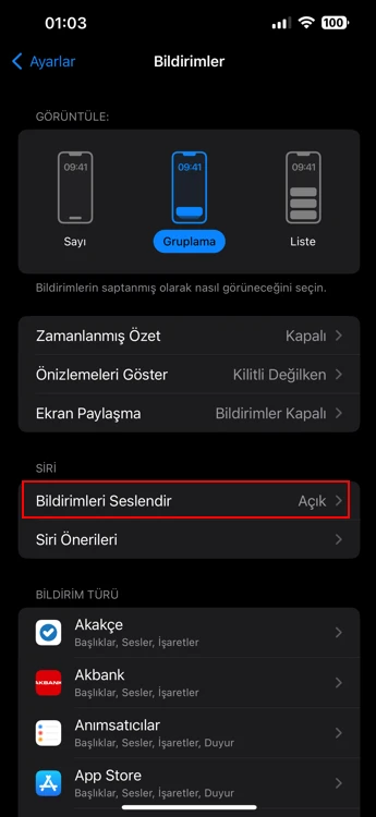 iPhone’da Siri İle Bildirimleri Seslendirme