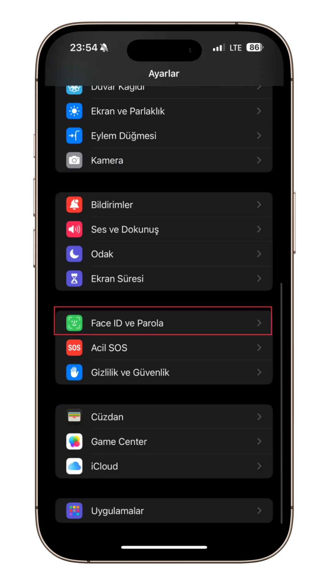 face id sıfırlama
