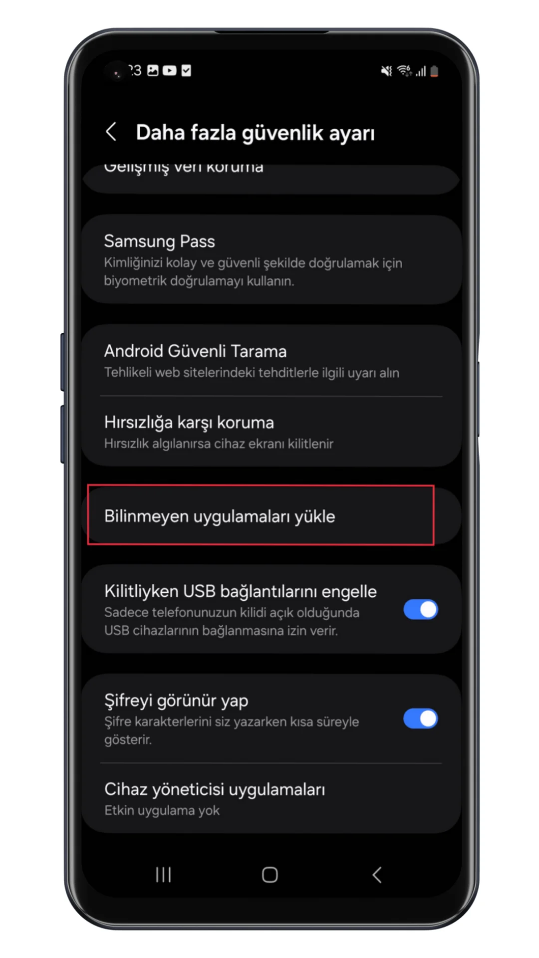 samsung bilinmeyen uygulamaları yükle