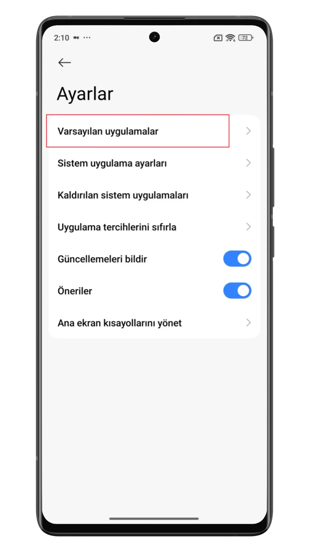 xiaomi varsayılan uygulamaları değiştirme