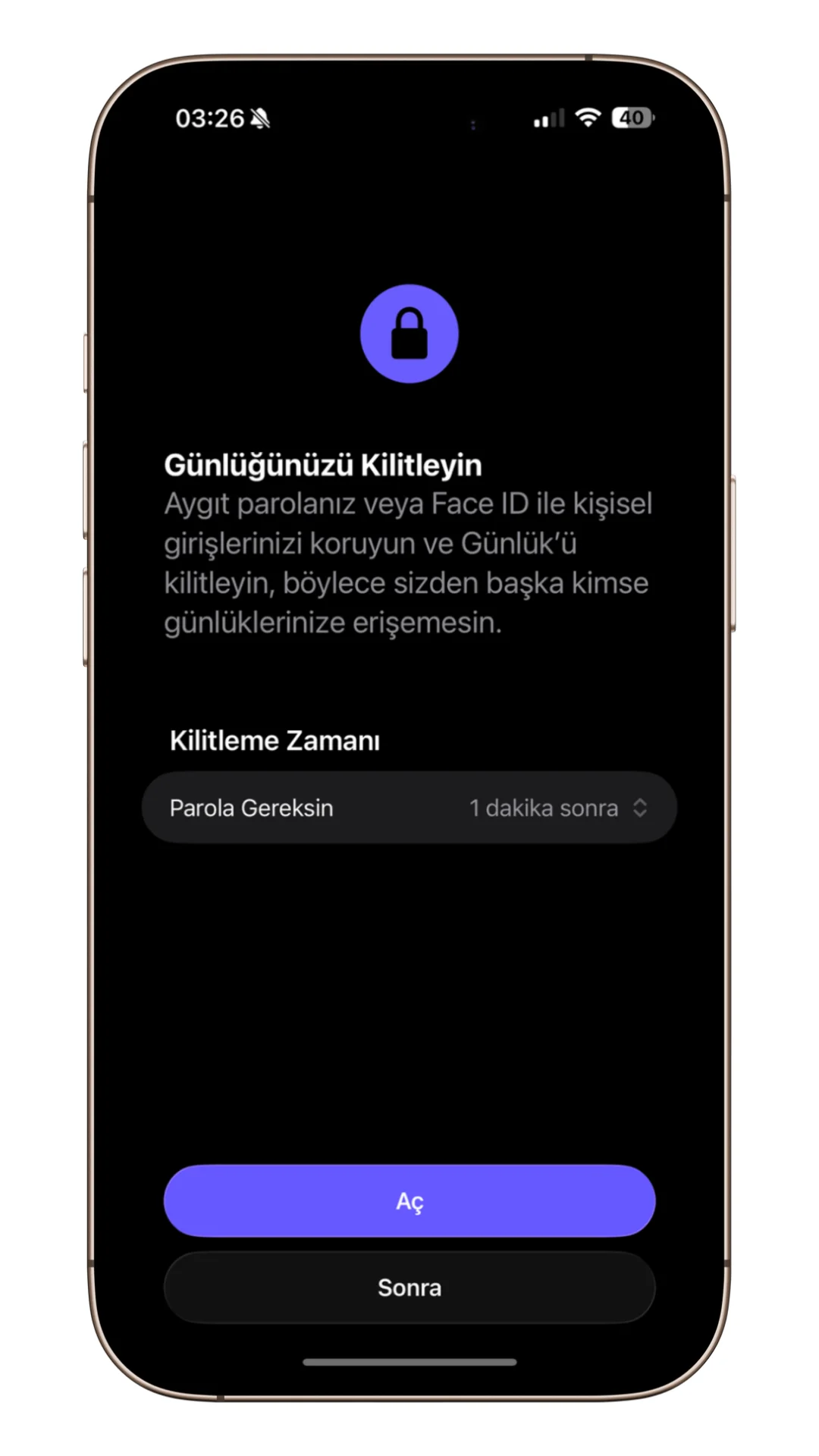 iphone günlük uygulamasını kilitleme