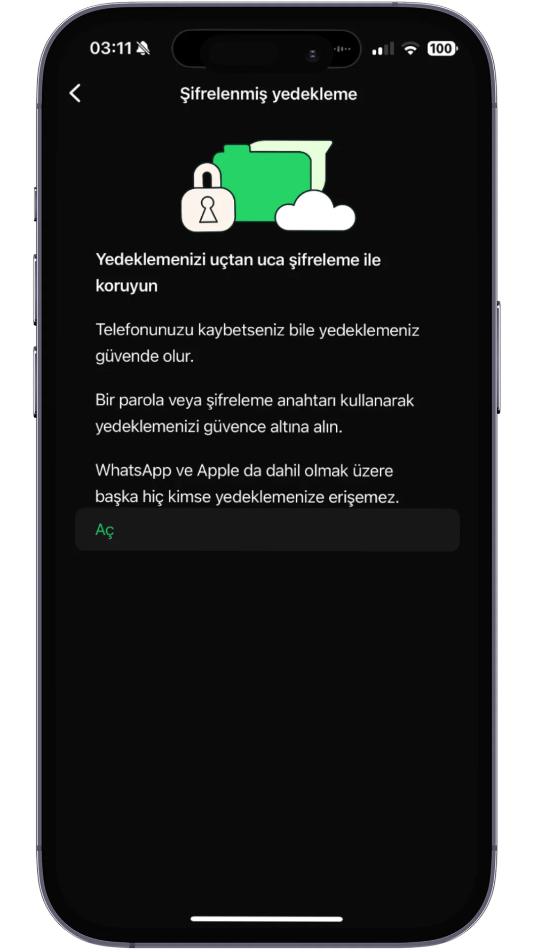 whatsapp yedeklerini şifreleme