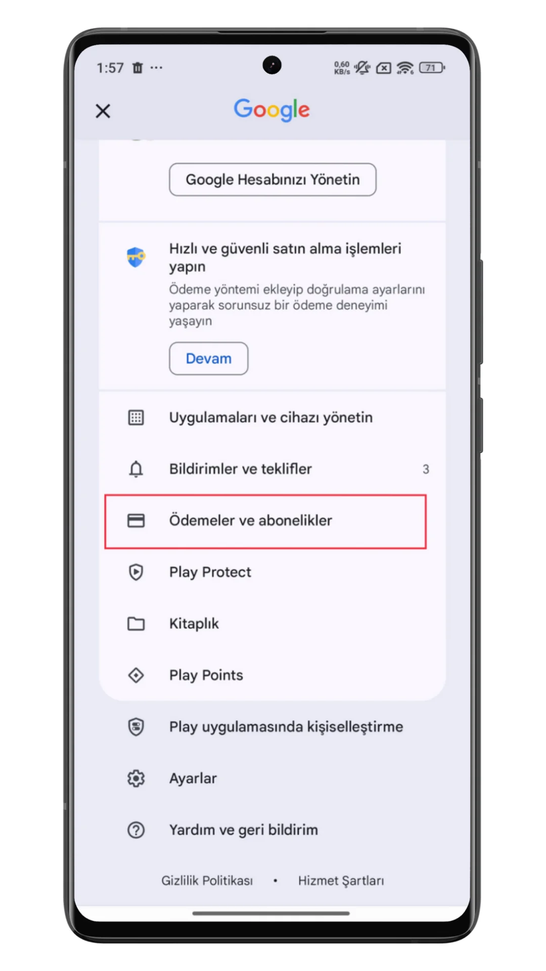 google play store abonelikler