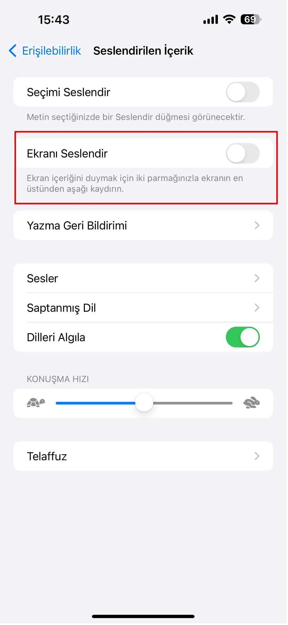 iphone ekran seslendirme