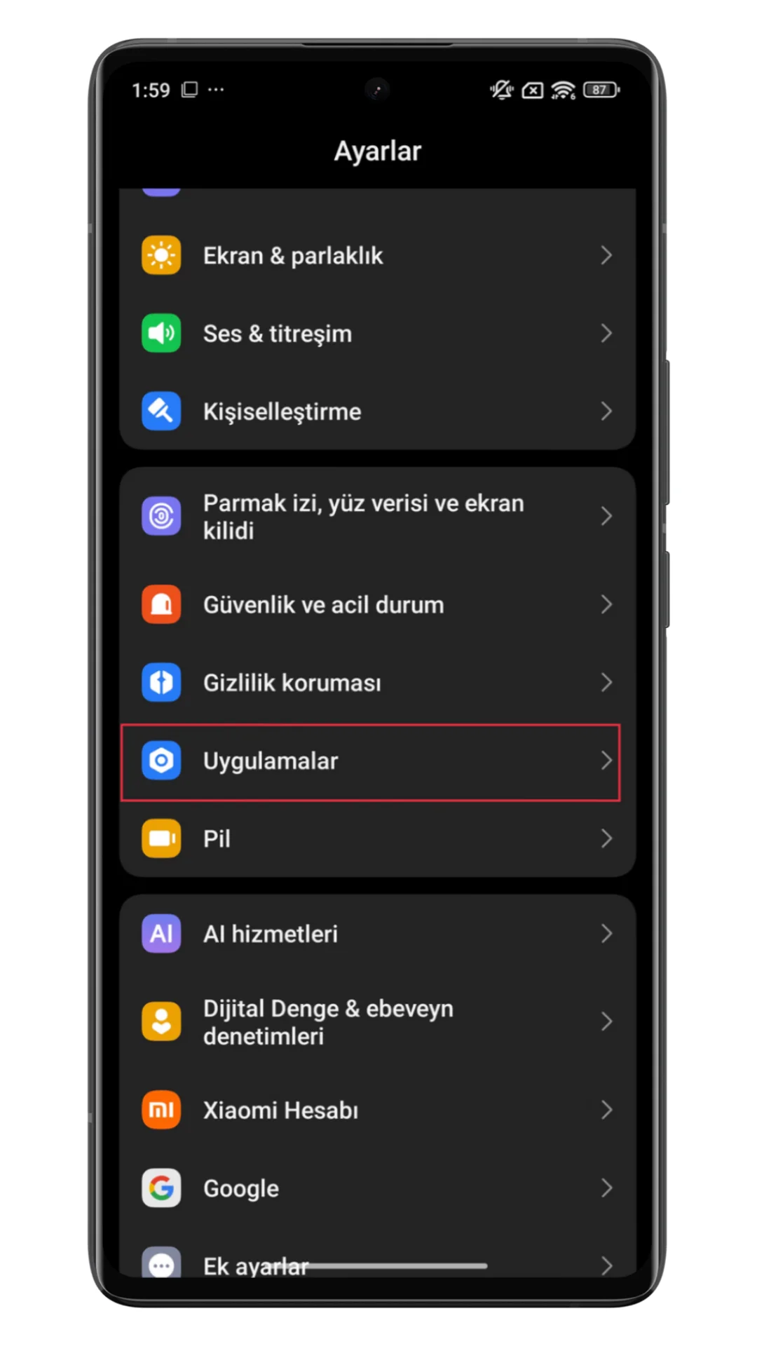 xiaomi uygulama tercihlerini sıfırla