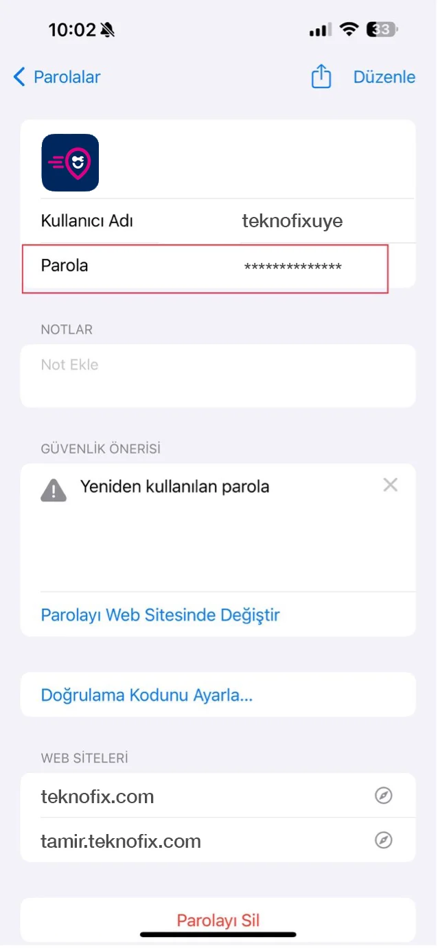 iphone kayıtlı şifreleri değiştirme