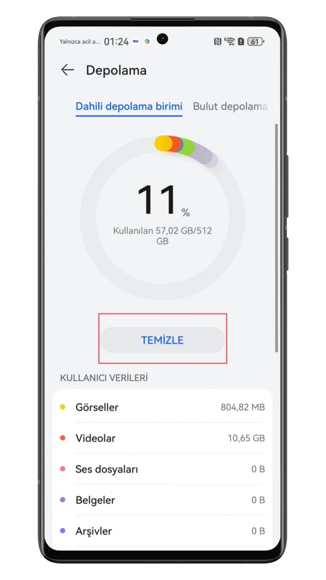 huawei hafıza temizleme