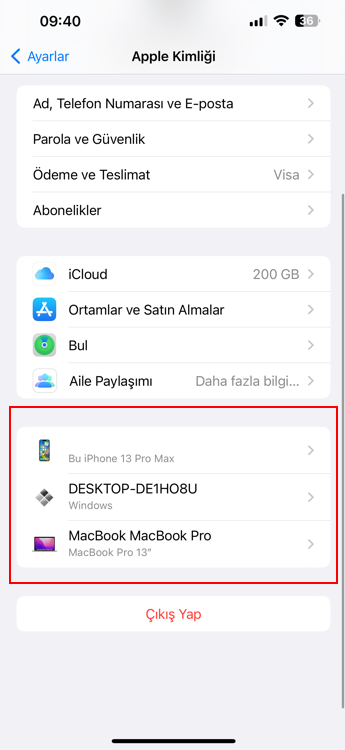 iPhone'da iCloud Hesabını Silme