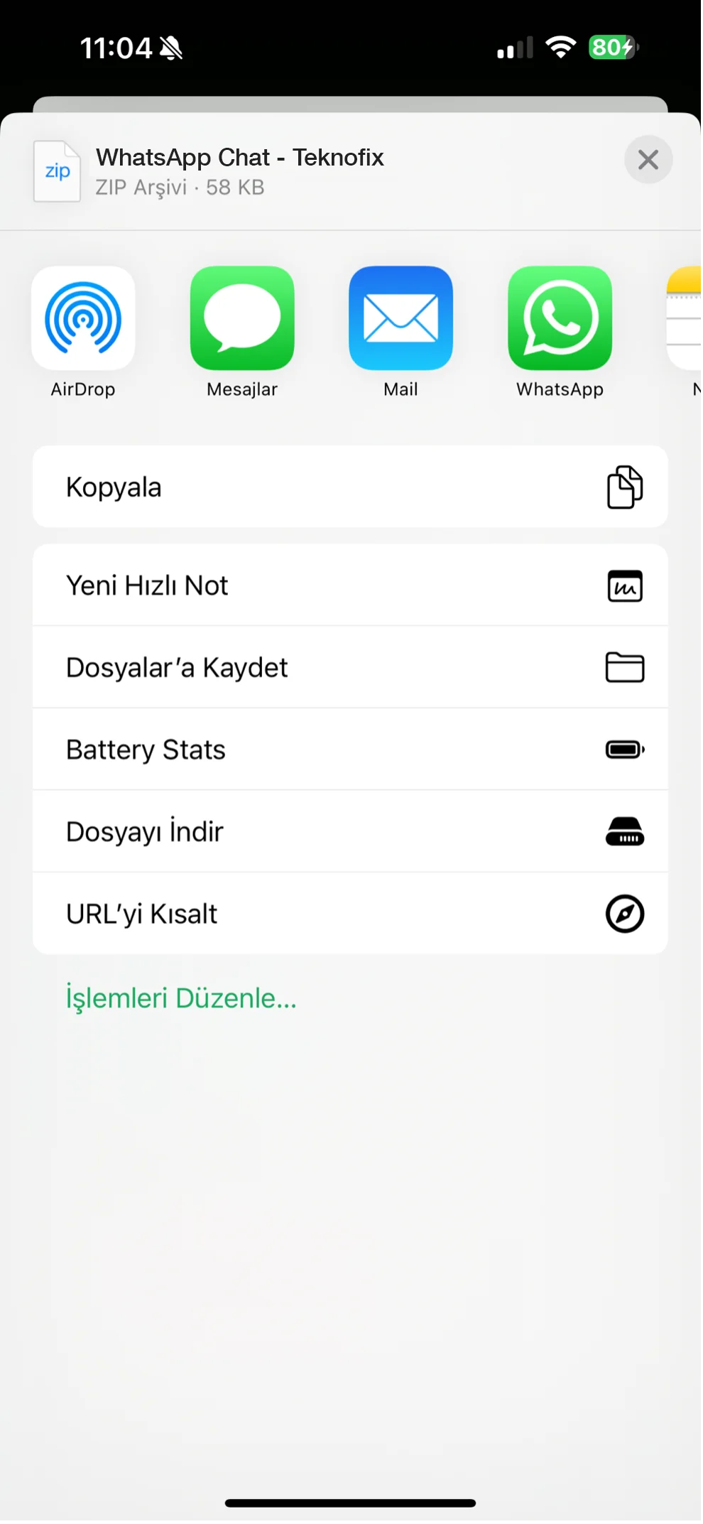 whatsapp sohbeti dışarı aktarma