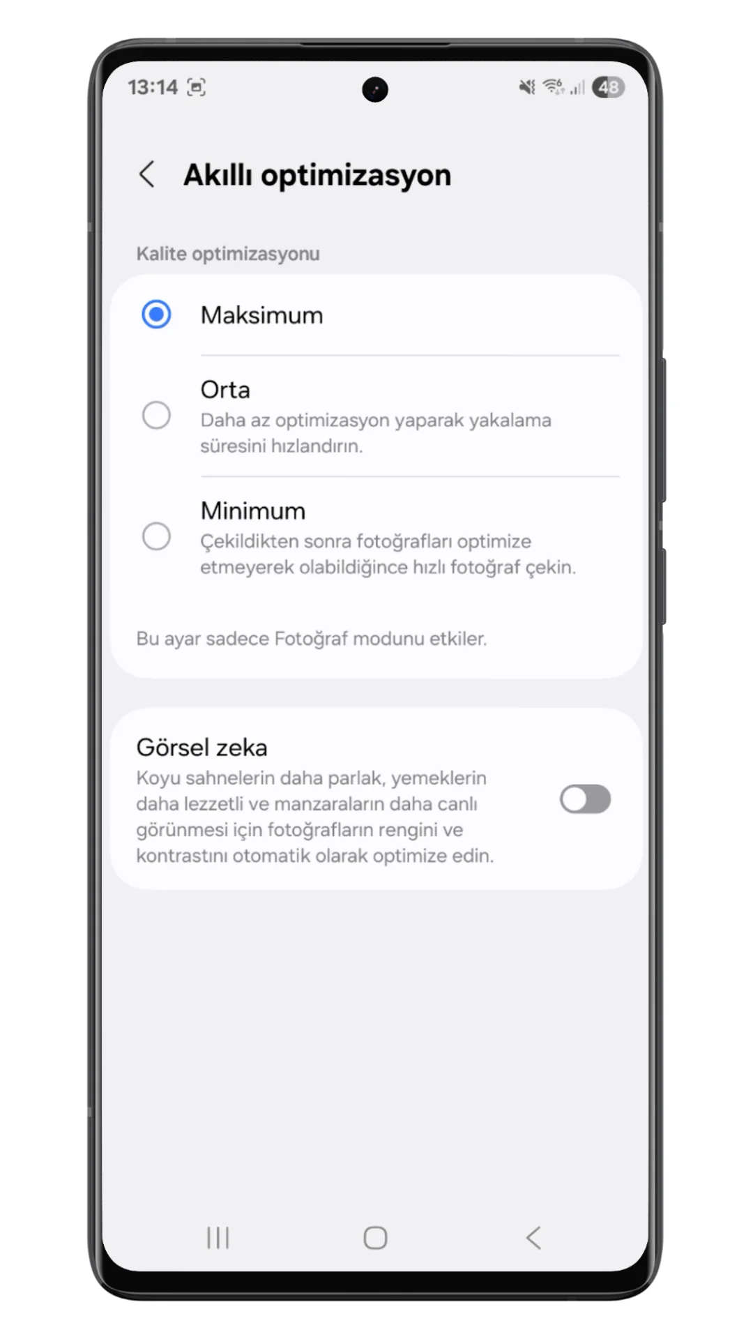 samsung kamera akıllı optimizasyon