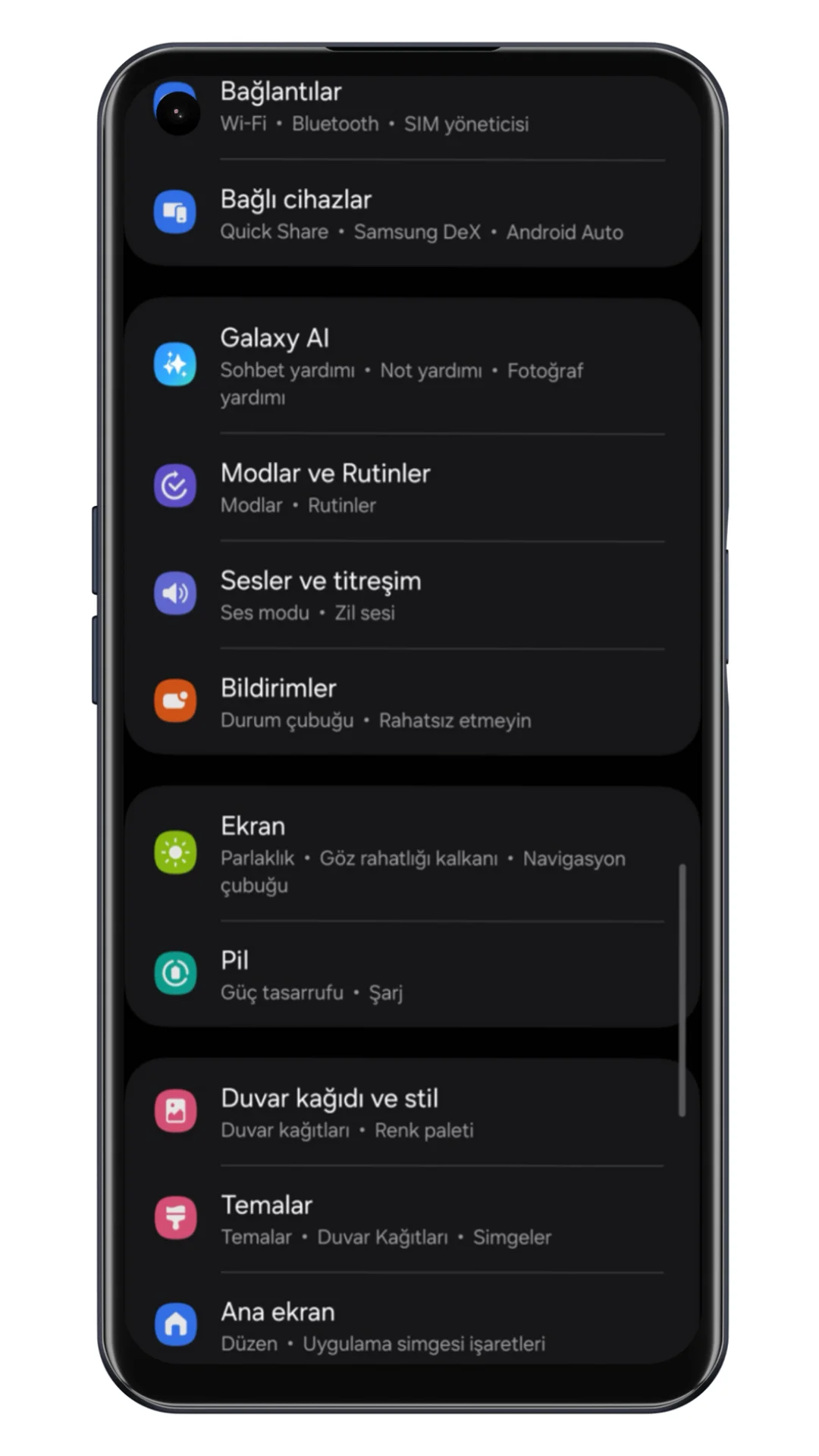 samsung tam ekran resmi