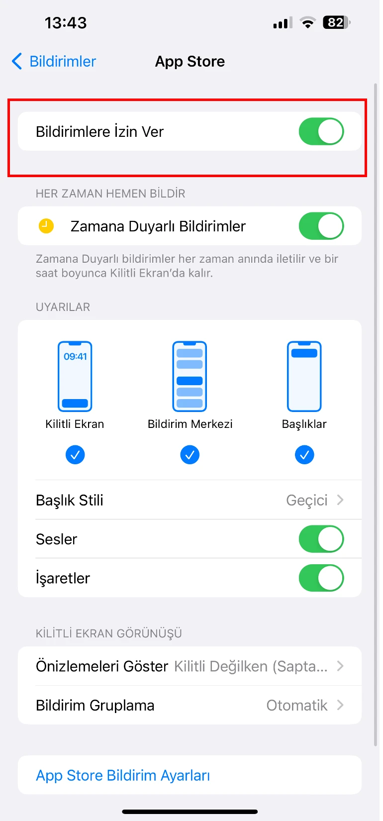 iphone bildirim engelleme