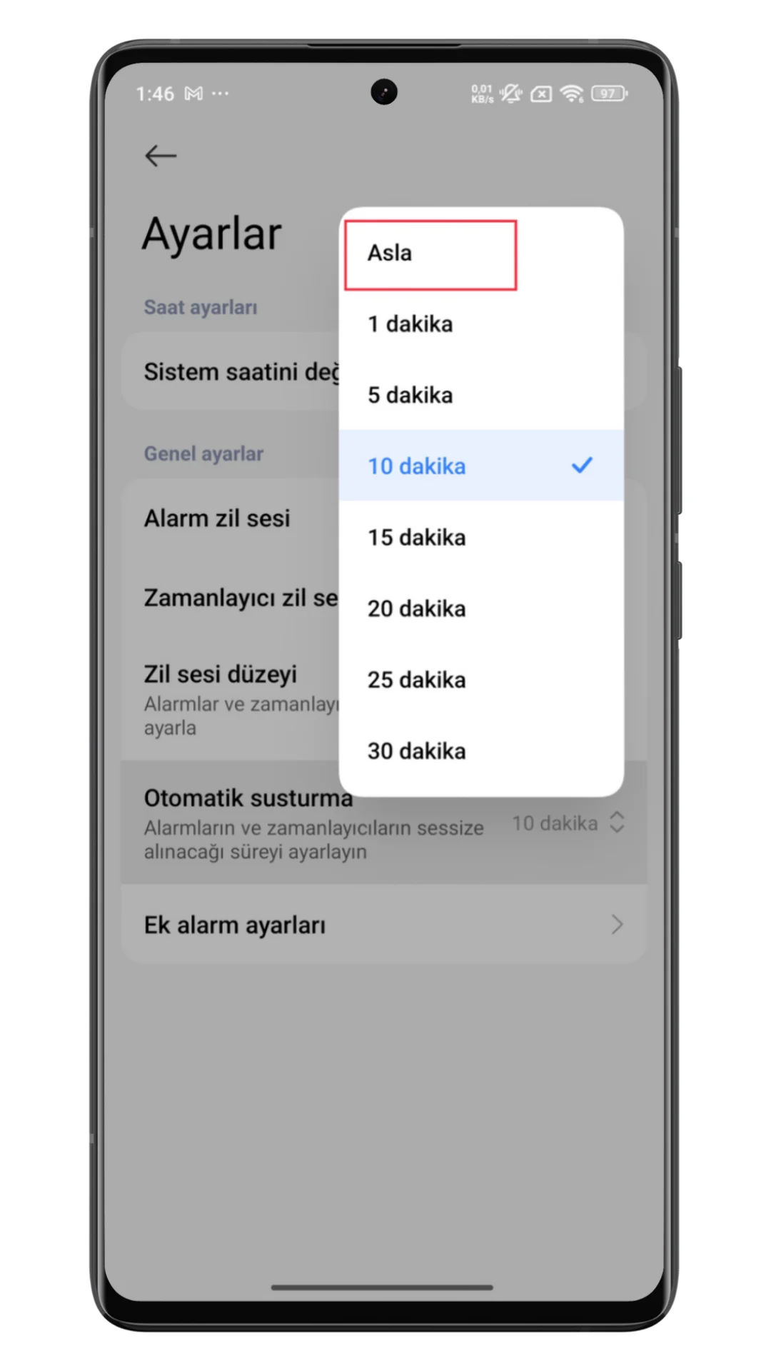 otomatik alarm susturma