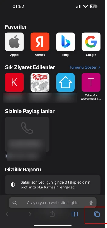 iPhone’da Özel Sekme Açma