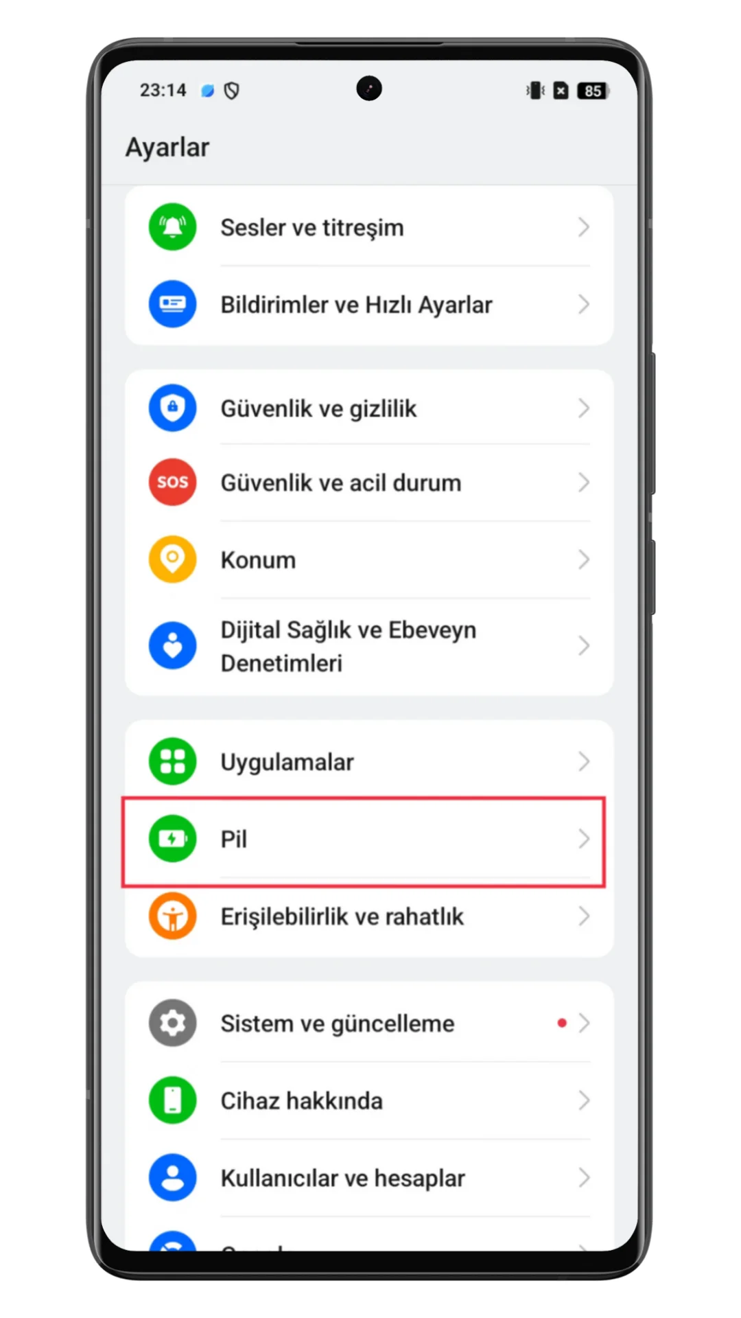 oppo otomatik güç tasarrufu modu
