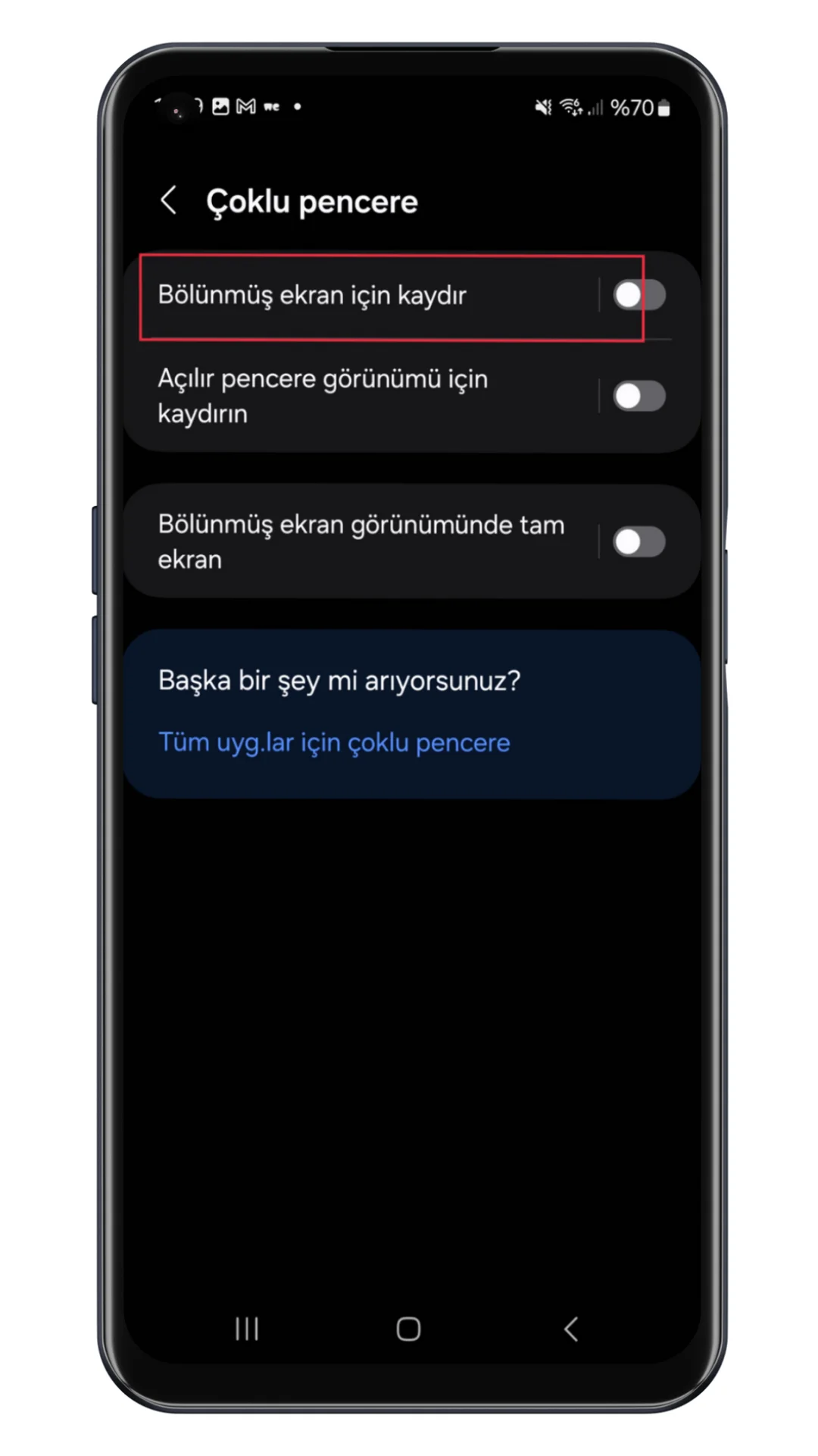 samsung çoklu pencere