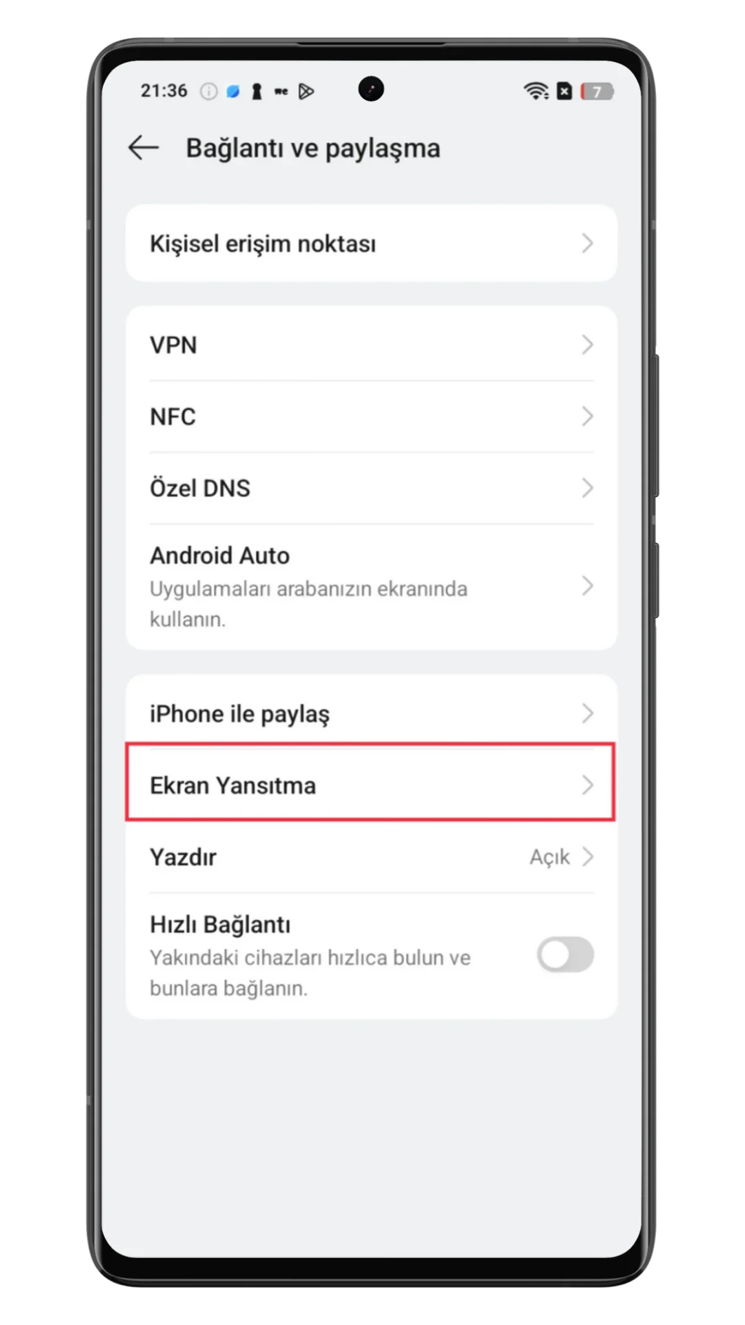 oppo ekran yansıtma