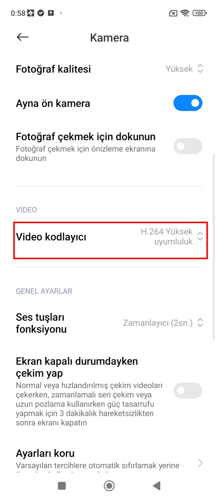 xiaomi kamera ayarı