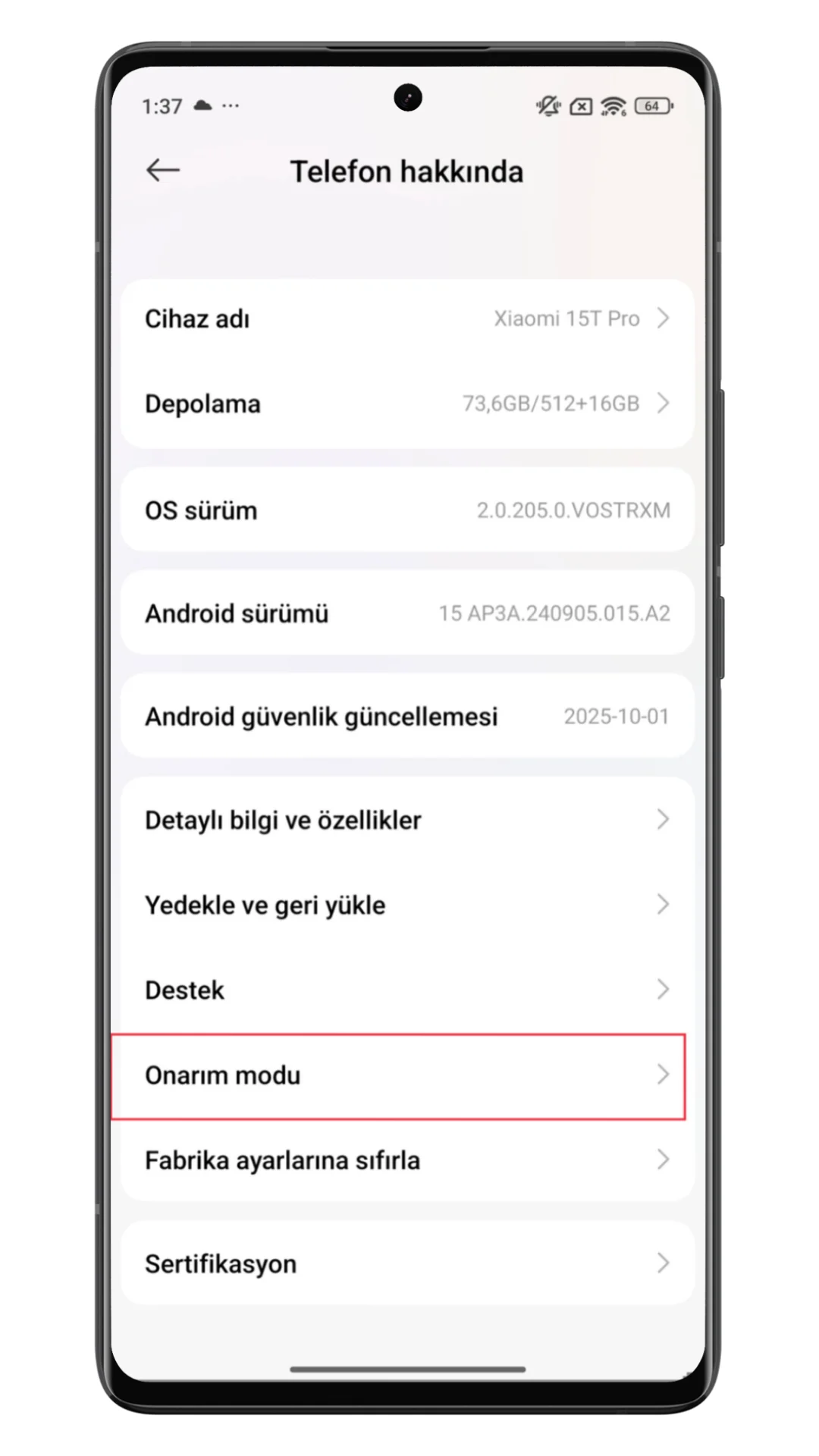 xiaomi onarım modu