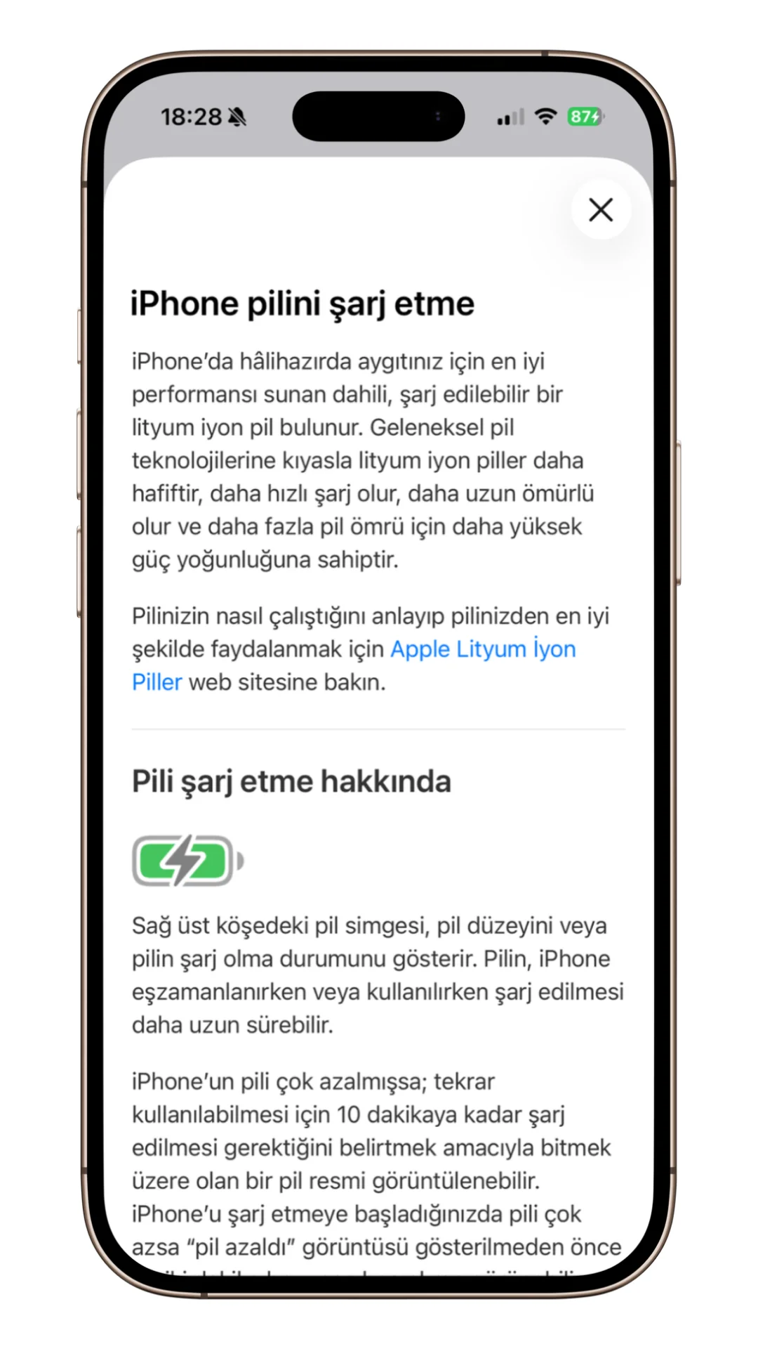 iphone şarj etme detayları
