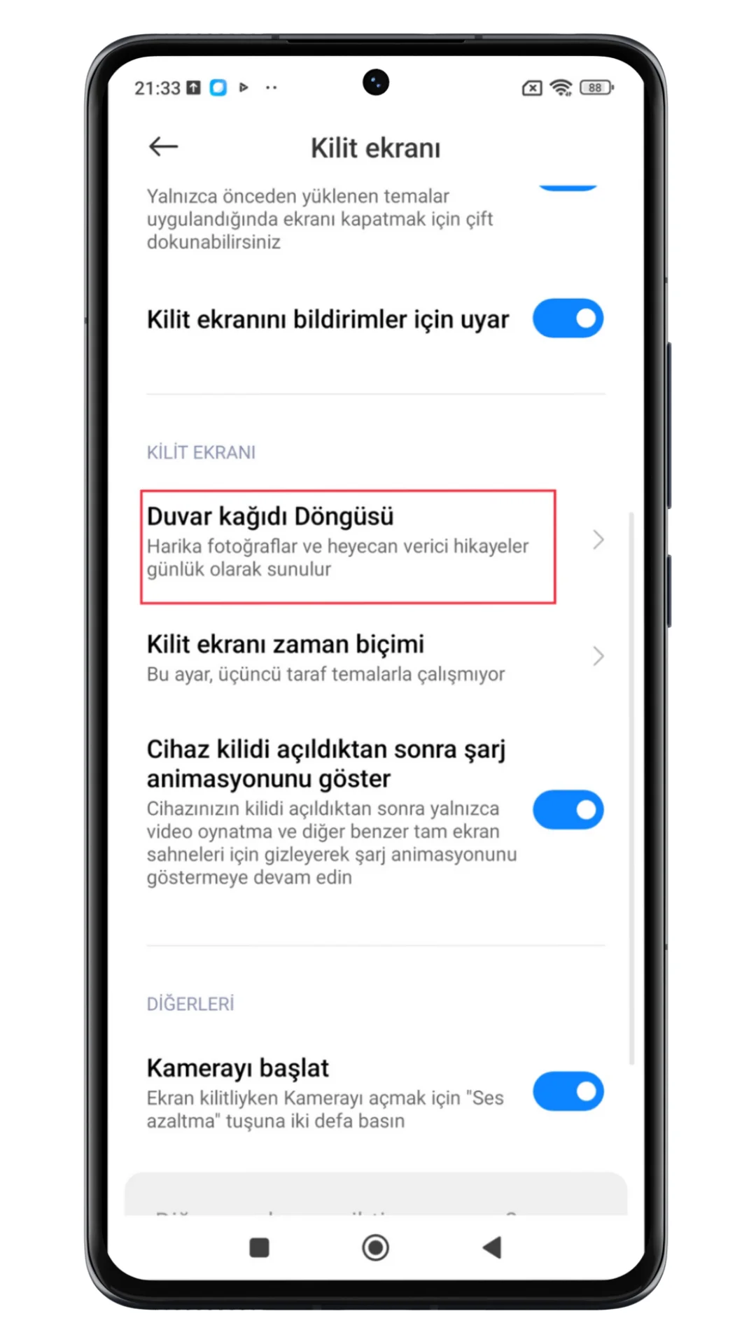 xiaomi ekran ayarı