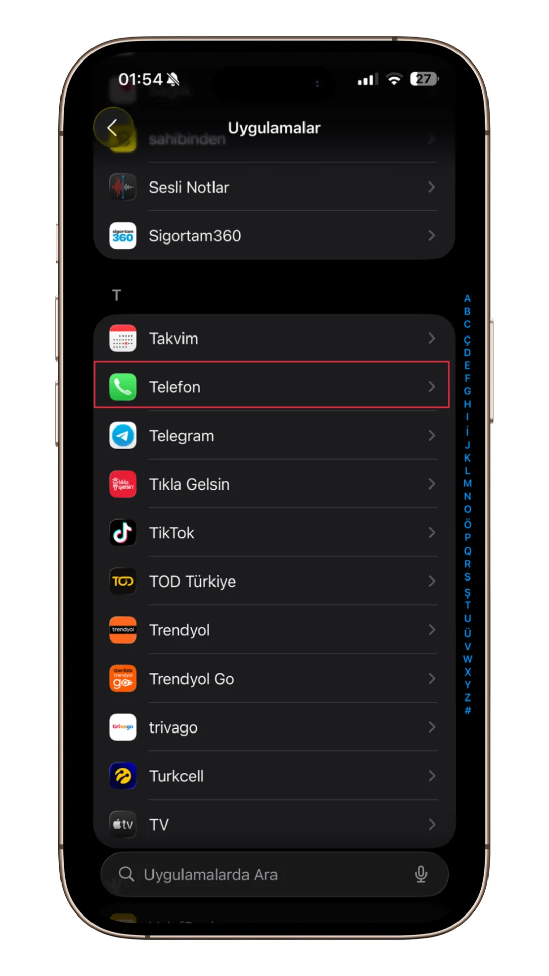 iphone aramak için son aramalara dokun