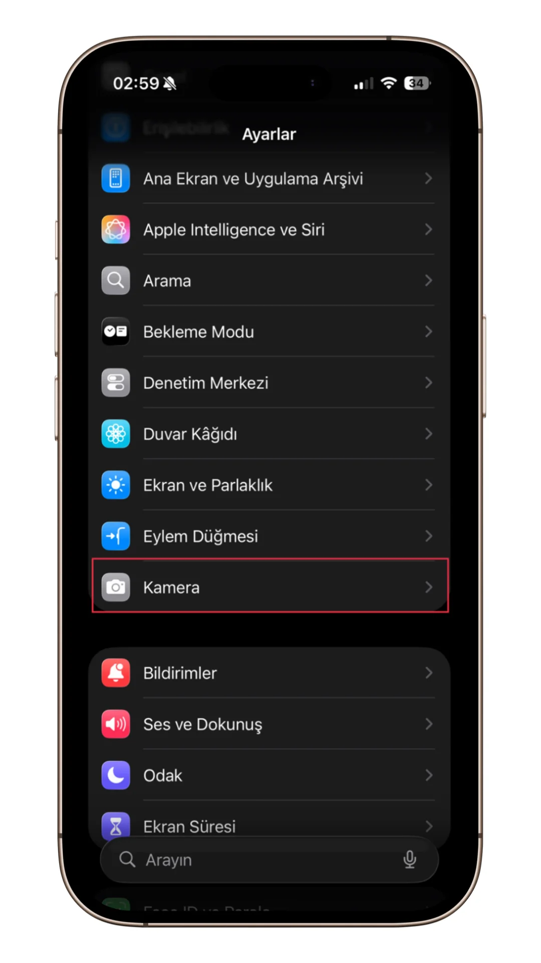 sola kaydırınca kamera açılmasın