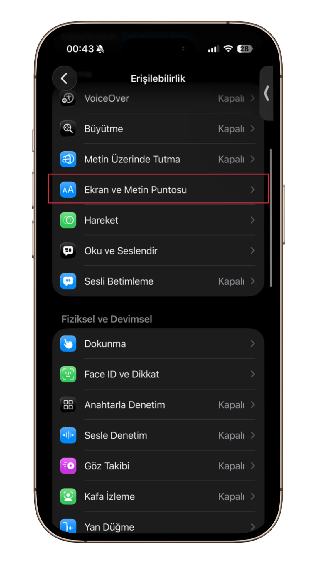 ekran titreşimi düzgünleştirme