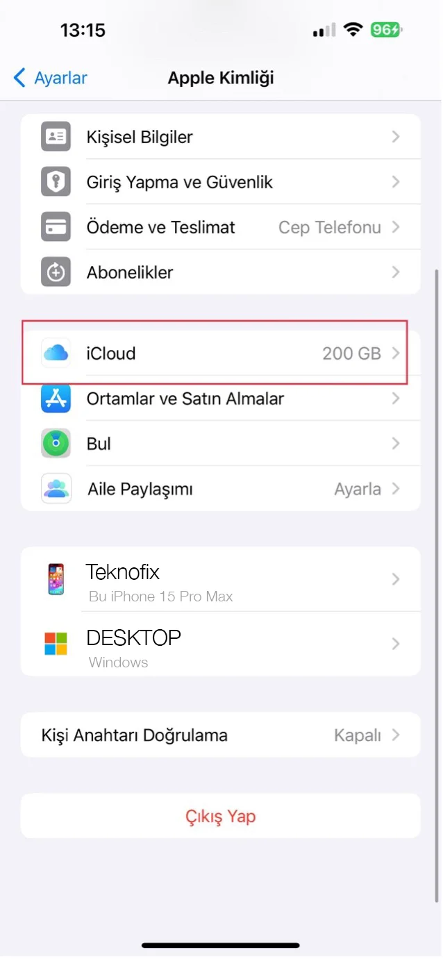 icloud yedek silme