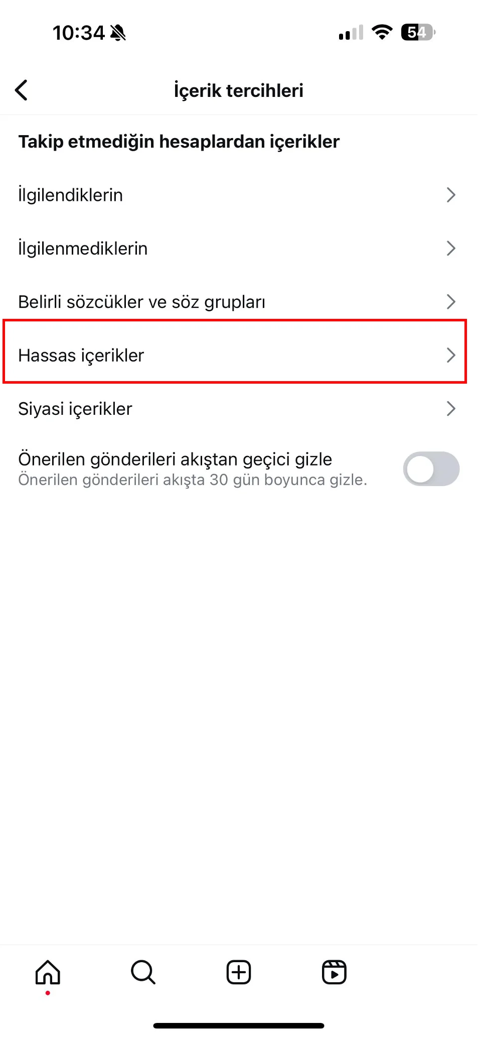 instagram keşfet sıfırlama