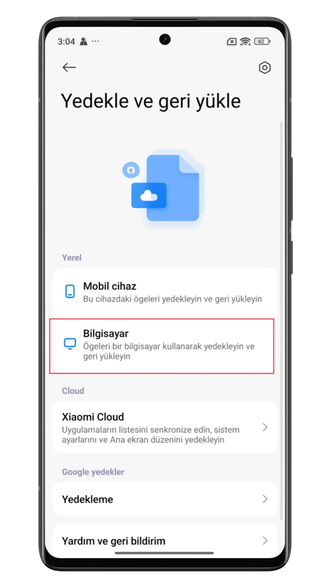 xiaomi bilgisayara aktarma