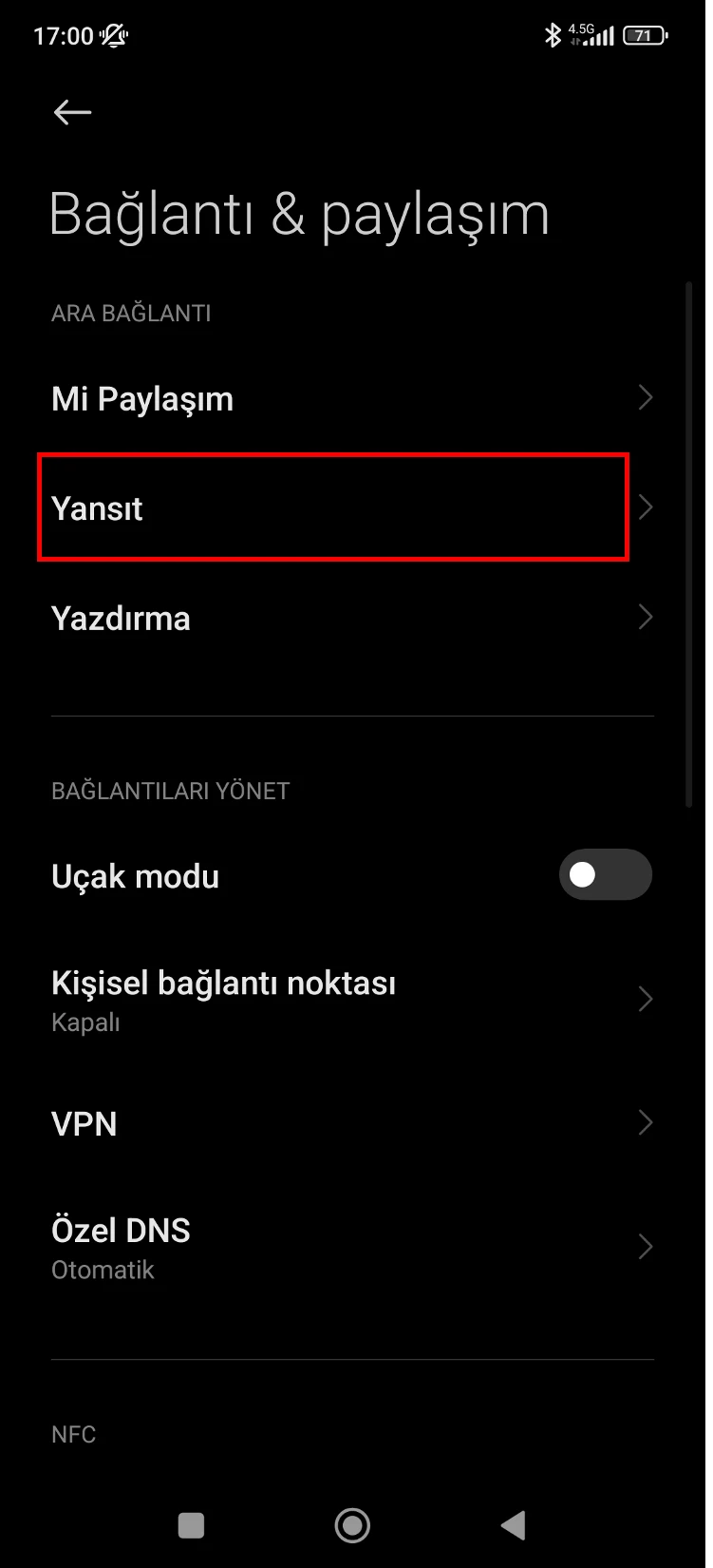 xiaomi ekran yansıtma