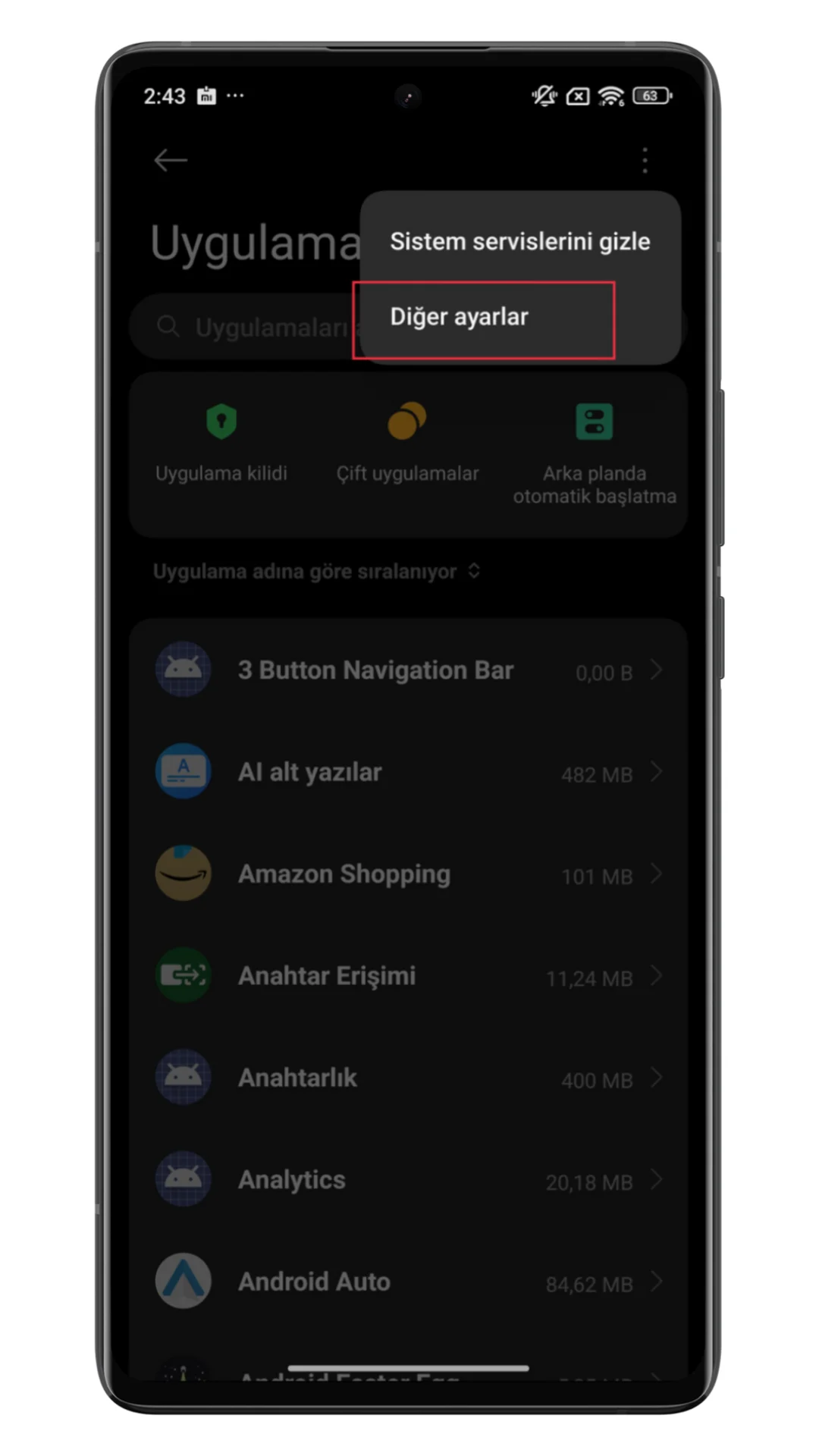 xiaomi ana ekran kısayollarını değiştirme