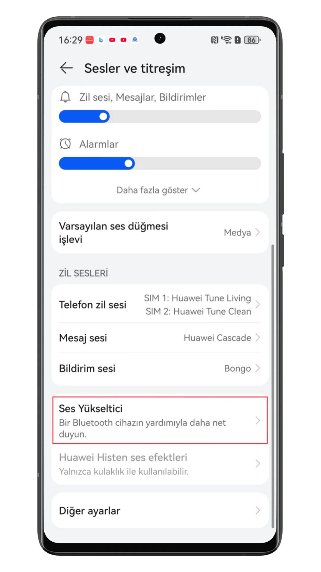 huawei ses yükseltici