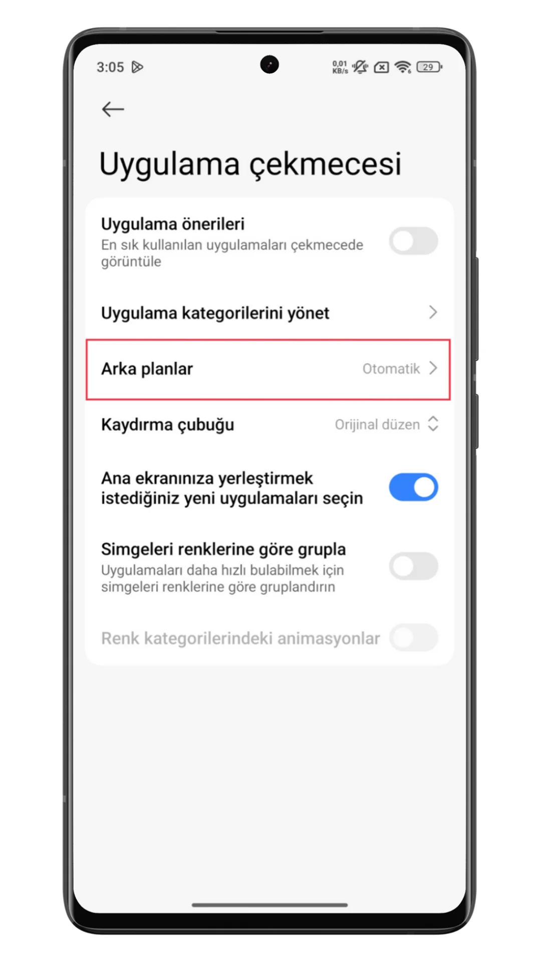 uygulama arka plan rengi değiştirme