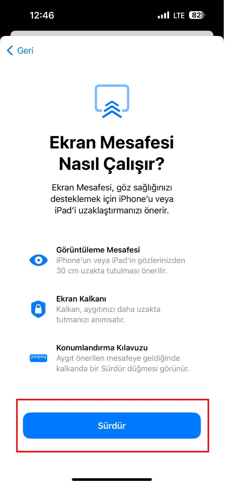 ekran mesafesi