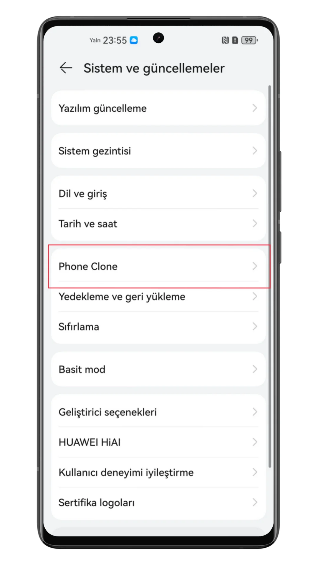 huawei telefon aktarma