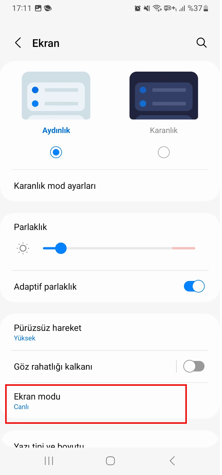 samsung ekran canlılığı