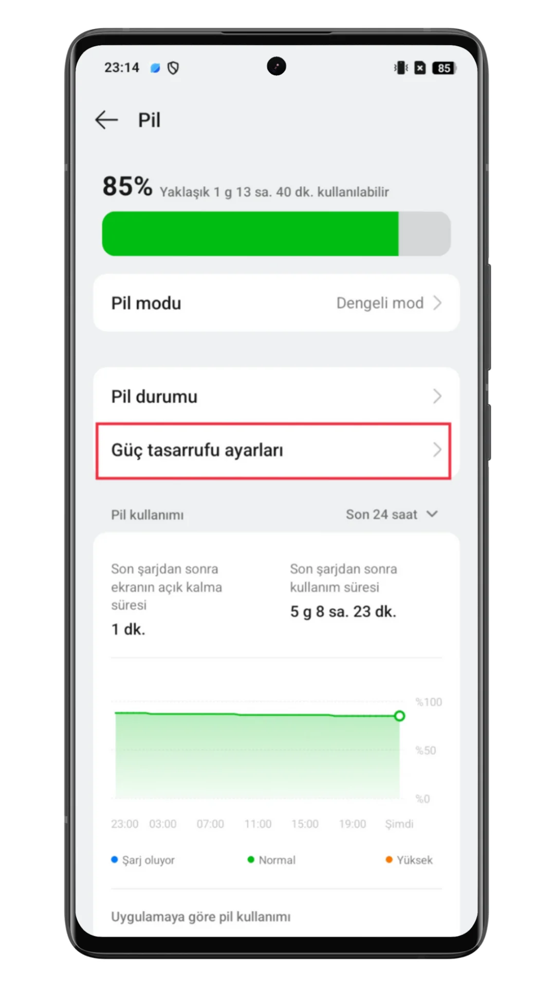 oppo otomatik güç tasarrufu modu