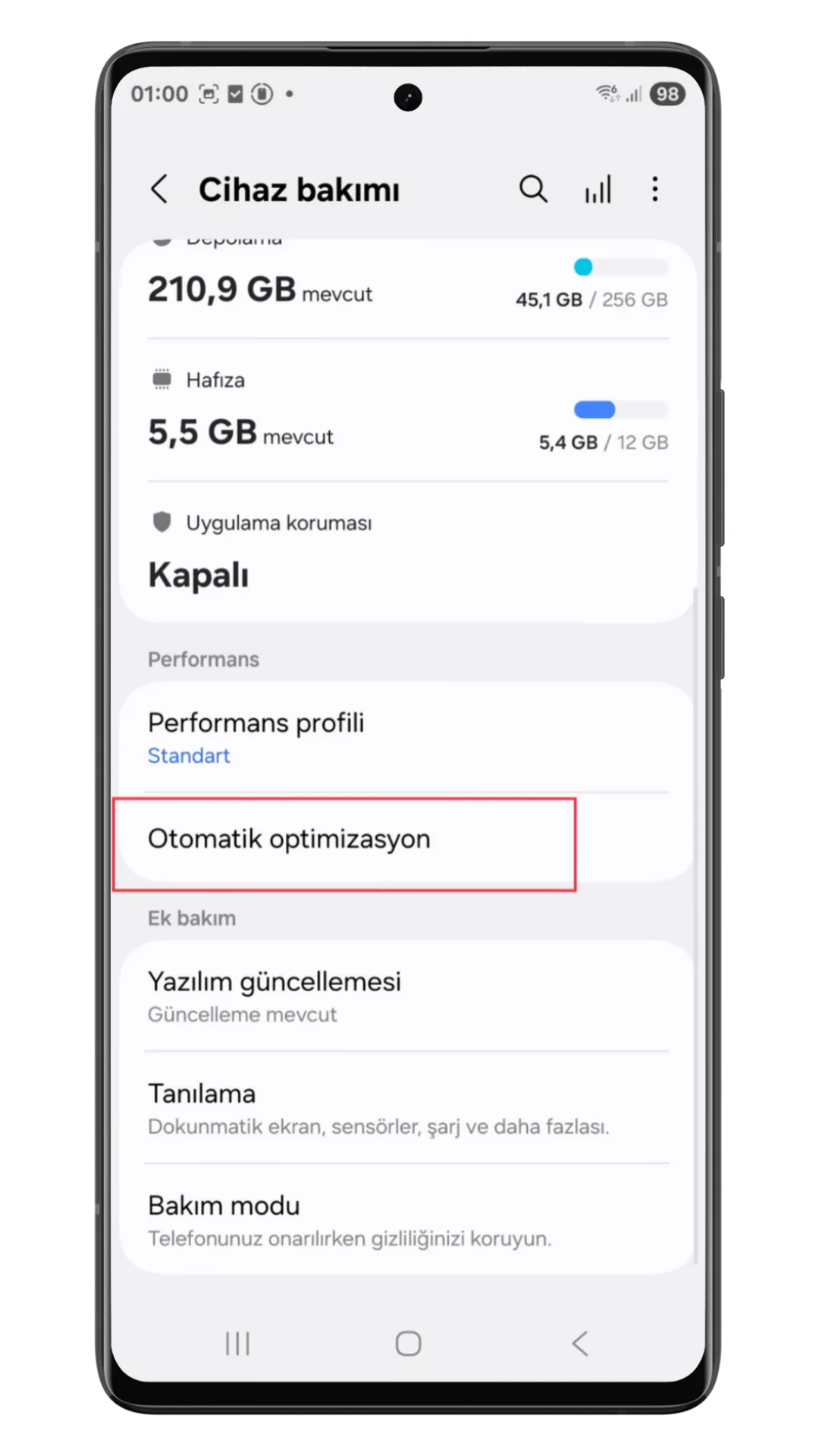 samsung otomatik optimizasyon samsung otomatik optimizasyon