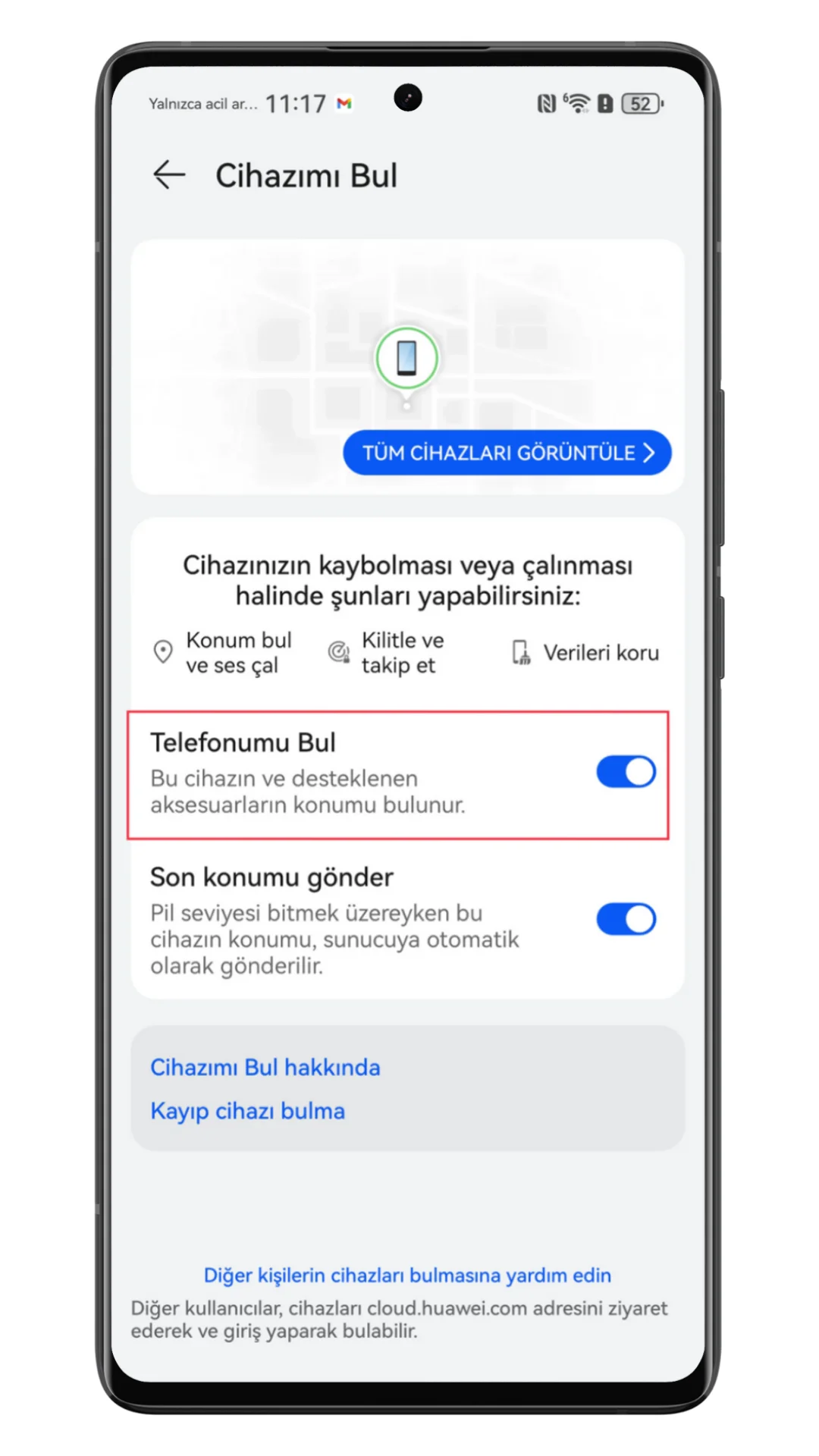 huawei cihazımı bul