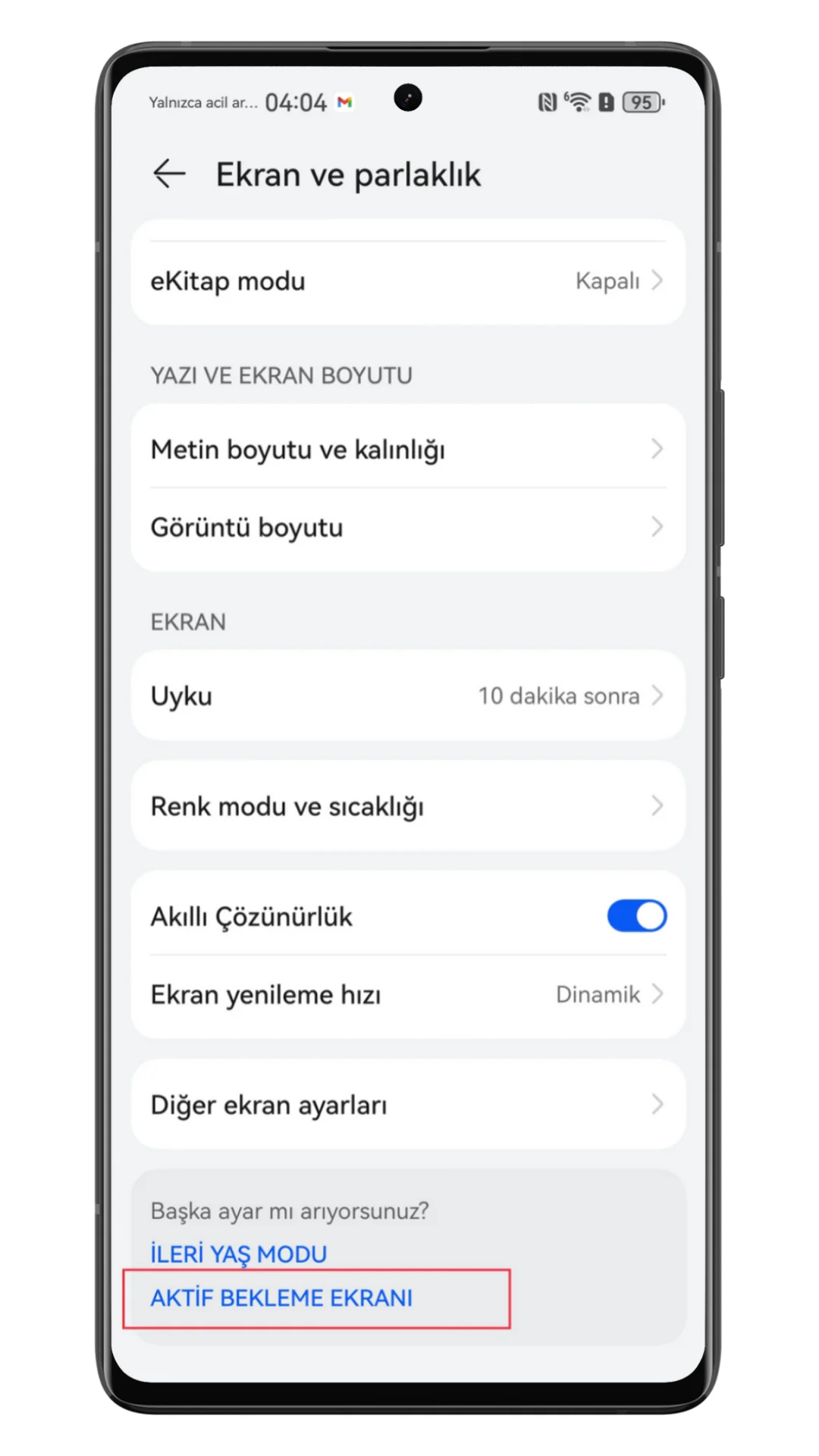 huawei aktif bekleme modu