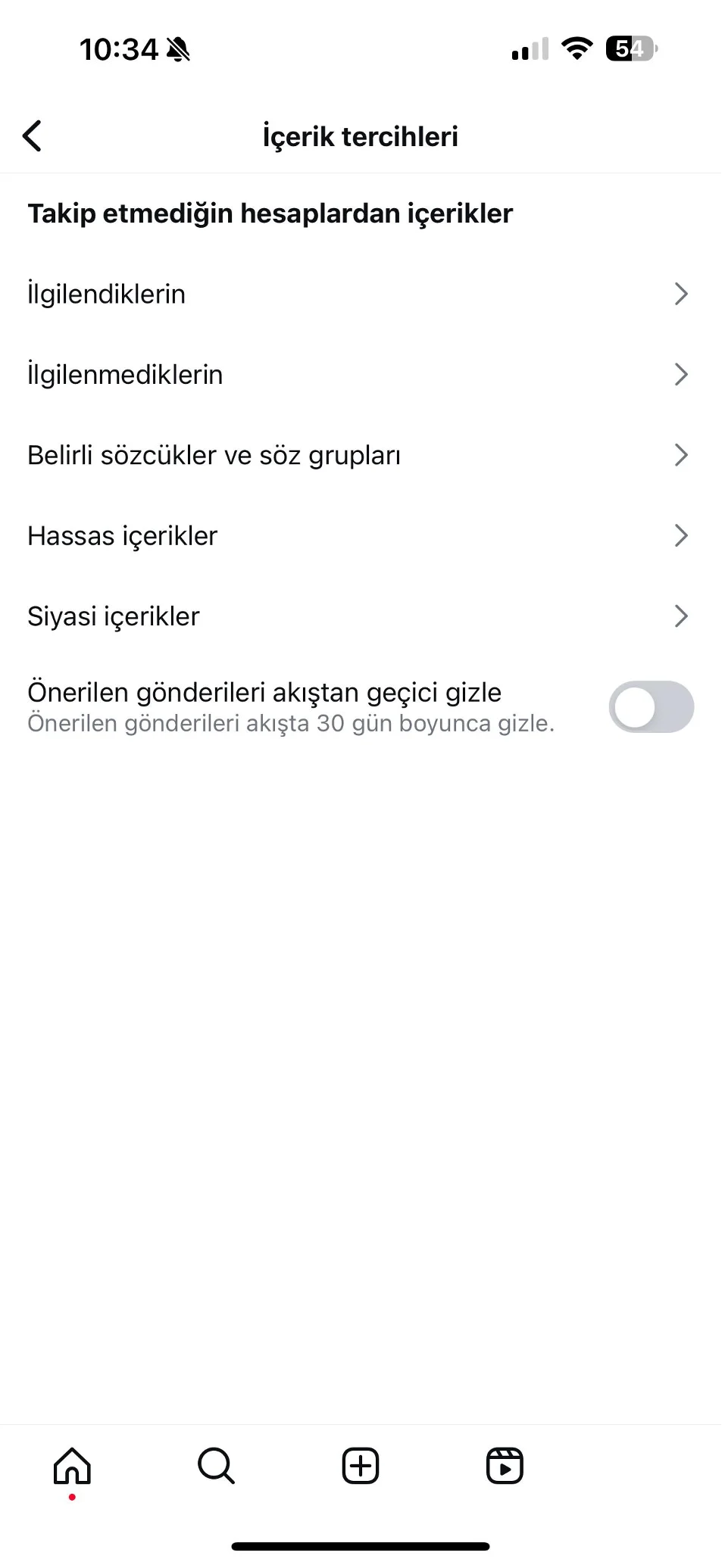 instagram keşfet sıfırlama