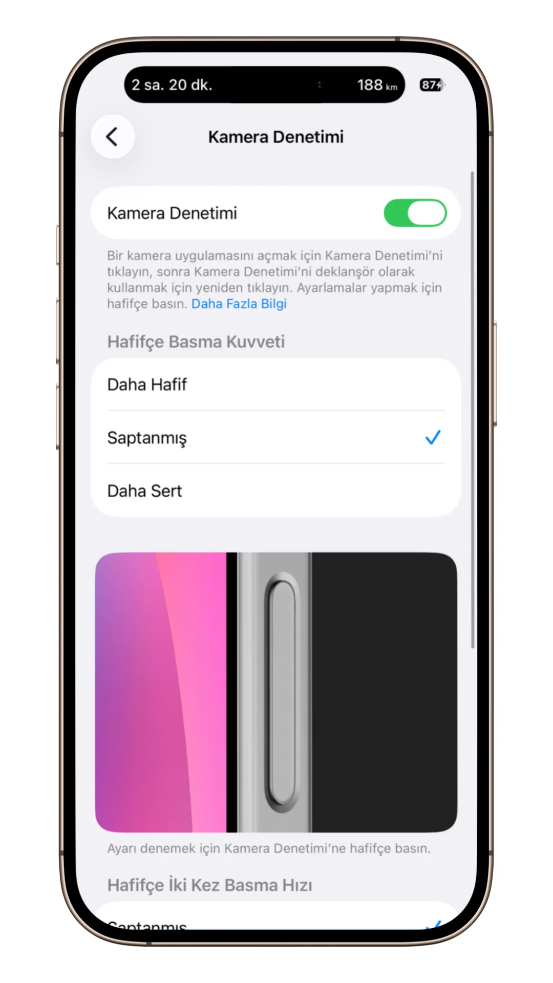 iphone kamera denetimi tuşu ayarları