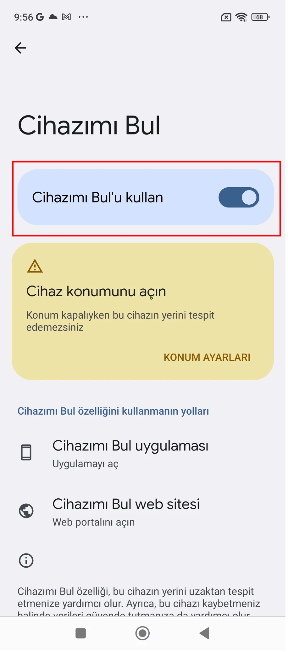 xiaomi cihazımı bul