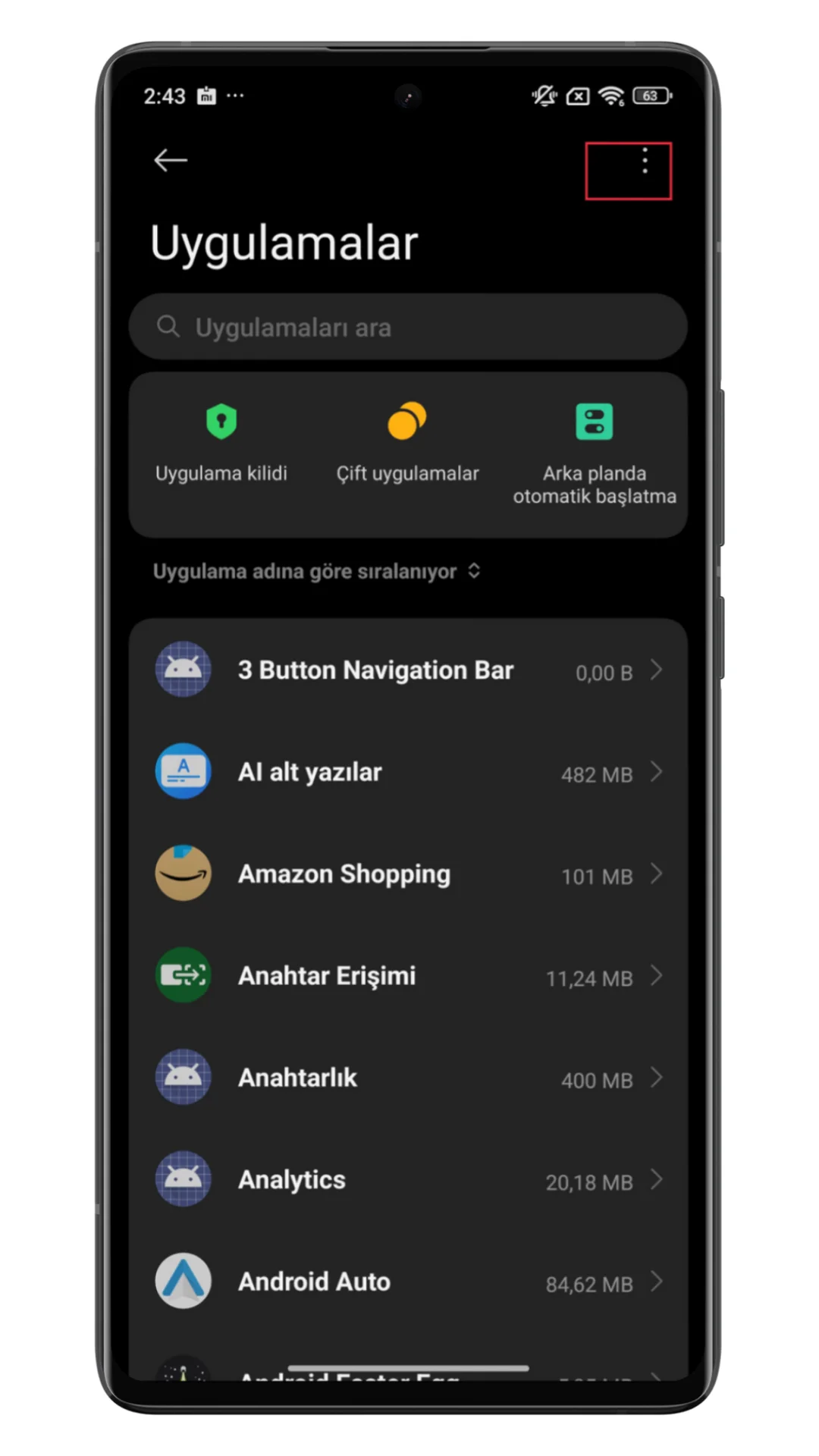 xiaomi ana ekran kısayollarını değiştirme